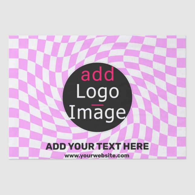 Modern Professional Custom Brand Checker Pink  Tissue Paper (Front)