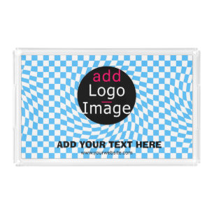 Modern Professional Custom Business Checker Blue Acrylic Tray