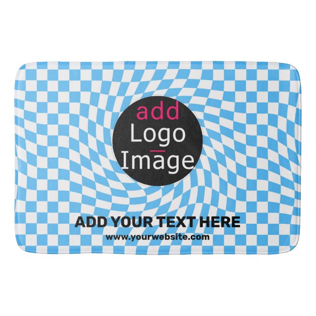 Modern Professional Custom Business Checker Blue  Bath Mat (Front)