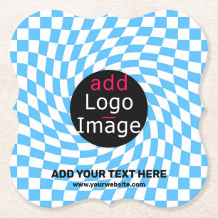 Modern Professional Custom Business Checker Blue Paper Coaster