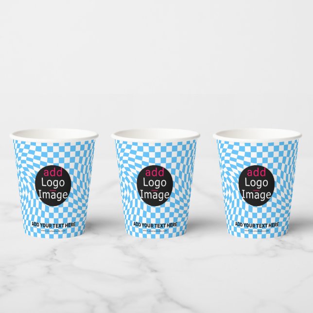 Modern Professional Custom Business Checker Blue   Paper Cups (Multi)