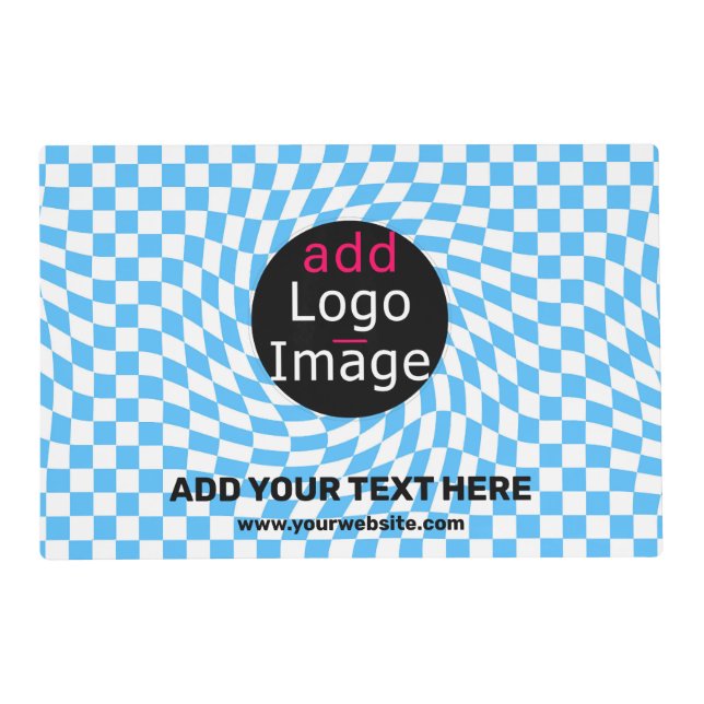 Modern Professional Custom Business Checker Blue  Placemat (Front)