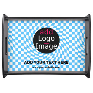 Modern Professional Custom Business Checker Blue   Serving Tray