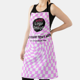 Modern Professional Custom Business Checker Pink Apron