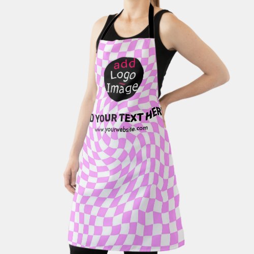 Modern Professional Custom Business Checker Pink Apron