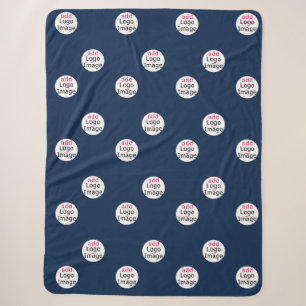 Modern Professional Custom Business Chic Navy Blue Sherpa Blanket
