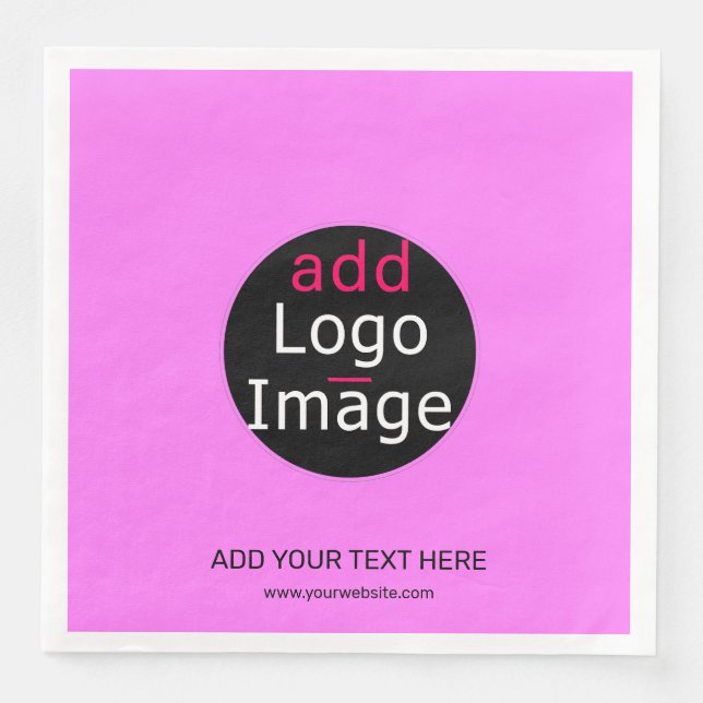 Modern Professional Custom Business Chic Pink Paper Dinner Napkins (Front)