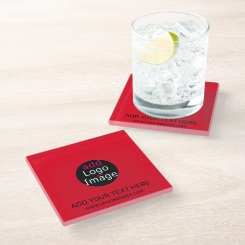 Modern Professional Custom Business Chic Red Glass Coaster