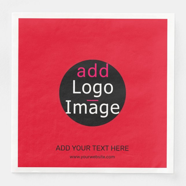 Modern Professional Custom Business Chic Red Paper Dinner Napkins (Front)