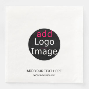 Modern Professional Custom Business Chic White Paper Dinner Napkins