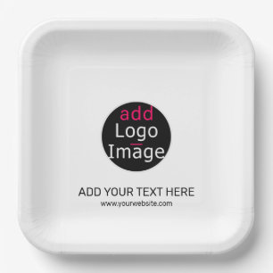 Modern Professional Custom Business Chic White Paper Plates