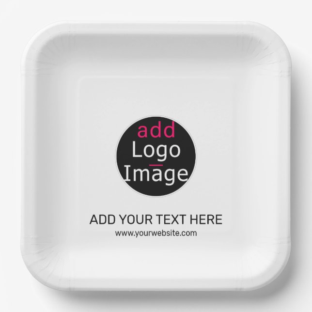 Modern Professional Custom Business Chic White  Paper Plates (Front)