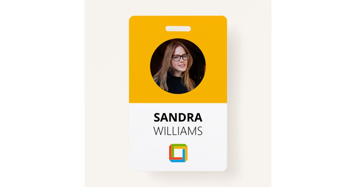 Modern Professional Custom Custom Orange Employee Badge Zazzle