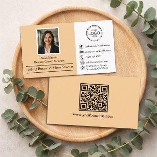 Modern Professional Custom Photo & QR Code Business Card
