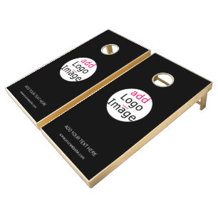 Modern Professional Customizable Business Black Cornhole Set