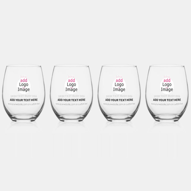 Modern Professional Customizable Business Chic  Stemless Wine Glass (Front)