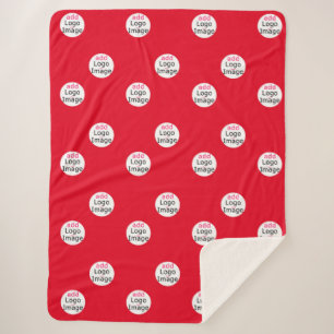 Modern Professional Customizable Business Red Sherpa Blanket