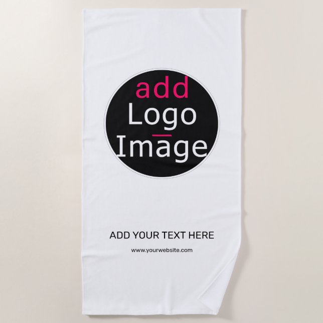 Modern Professional Customizable Business White  Beach Towel (Front)