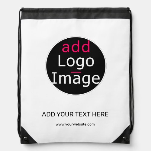 Modern Professional Customizable Business White   Drawstring Bag