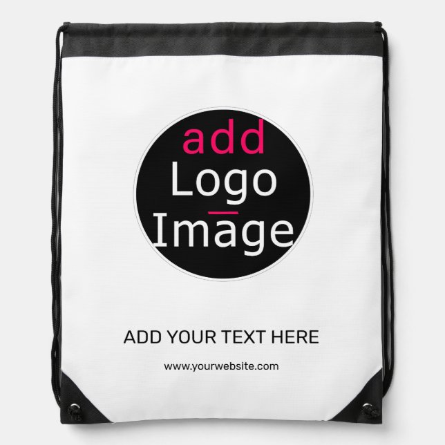 Modern Professional Customizable Business White   Drawstring Bag (Front)