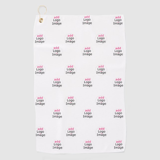 Modern Professional Customizable Business White Golf Towel (Front)