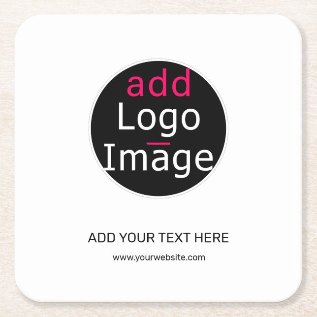 Modern Professional Customizable Business White  Square Paper Coaster (Front)