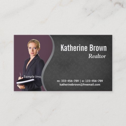 Modern Professional damask Real Estate Photo Business Card