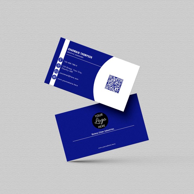 Modern Professional Dark Blue Elegant Stylish Business Card (Creator Uploaded)
