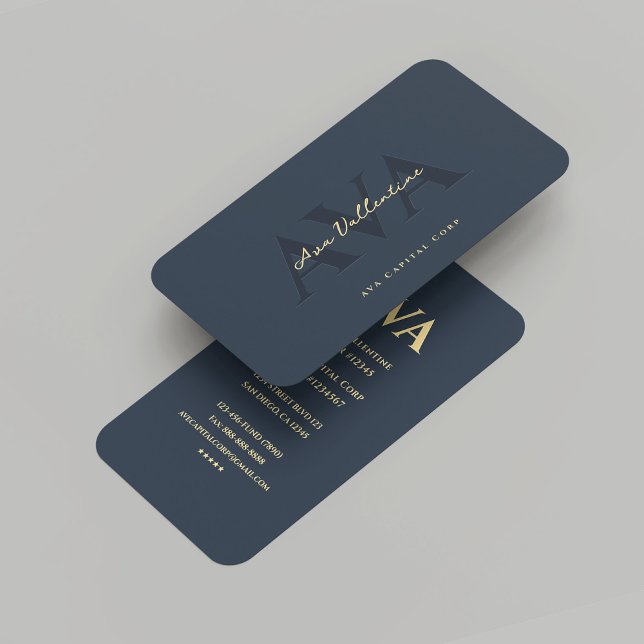 Modern Professional Dark Blue Gold Monogram Business Card (Modern Professional Dark Blue Gold Monogram Business Card
)