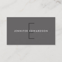 Modern professional dark gray monogrammed business business card