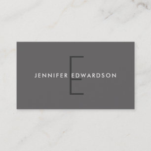 Modern professional dark gray monogrammed business business card