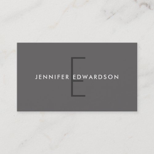 Modern professional dark gray monogrammed business business card