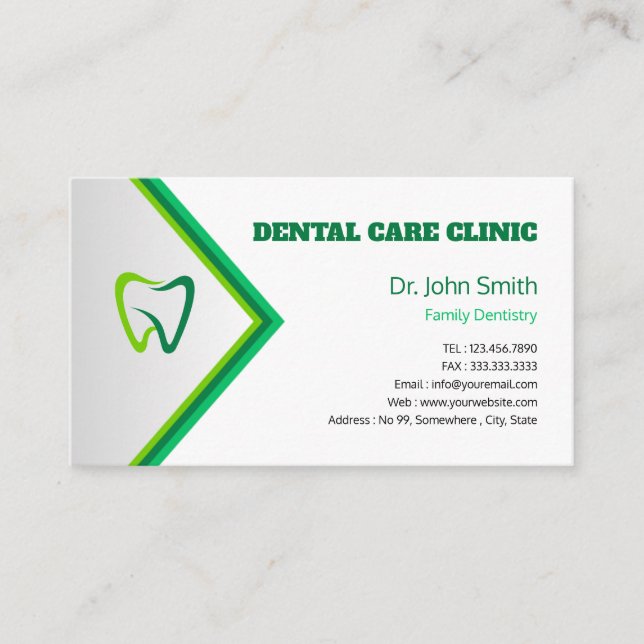 Modern Professional Dental Custom Practice Business Card (Front)
