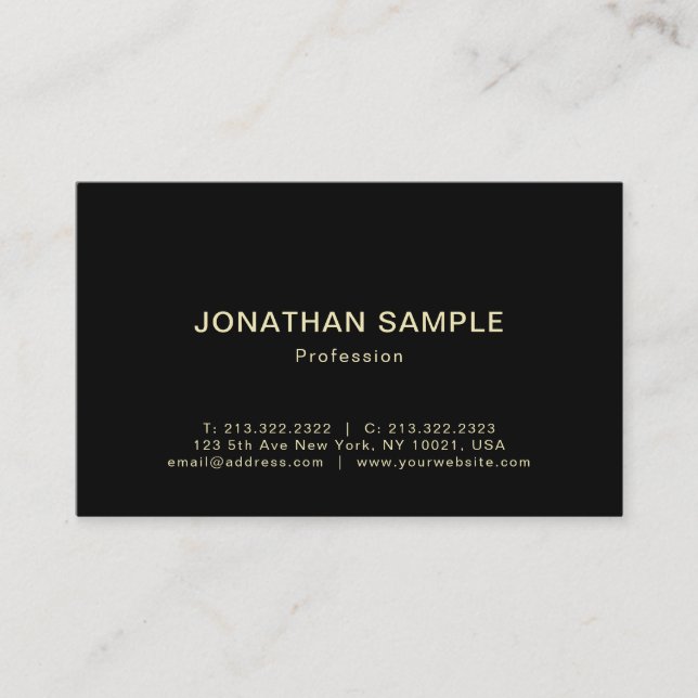 Modern Professional Design Elegant Black Gold Business Card (Front)