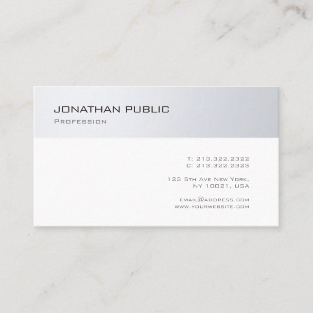 Modern Professional Design Minimalist Chic Plain Business Card (Front)