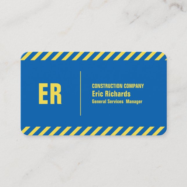 Modern professional diagonal stripe frame blue business card (Front)