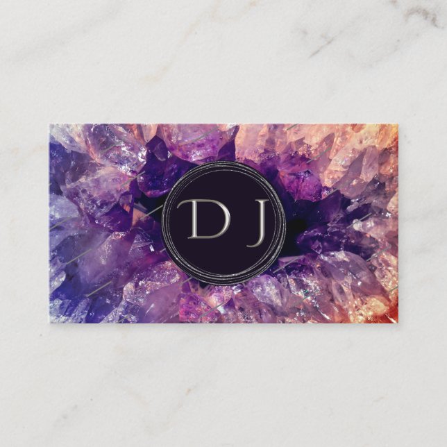 Modern Professional DJ  Metallic Quartz Business Card (Front)