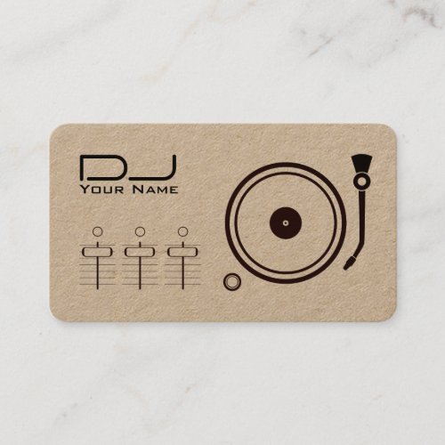 Modern professional DJ player black line kraft Business Card