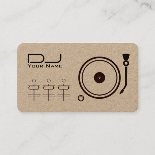 Customizable Modern professional DJ player black line kraft Business Card