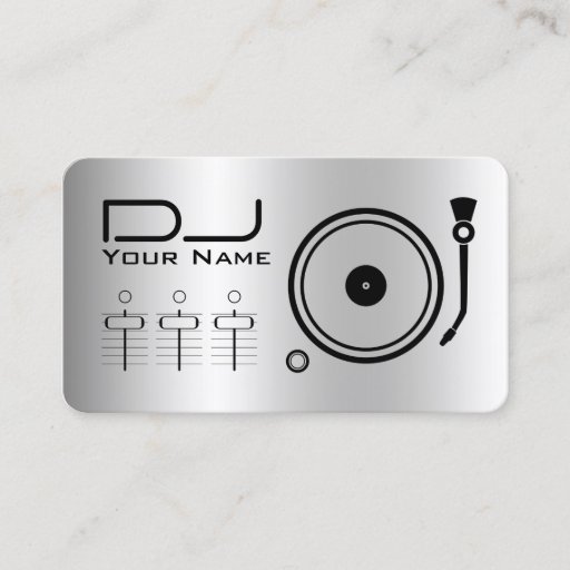 Customizable Modern professional DJ player metallic  Business Card