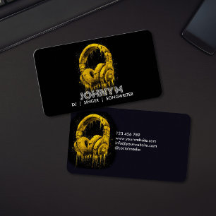 Modern Professional DJ Songwriter Music Headphones Business Card