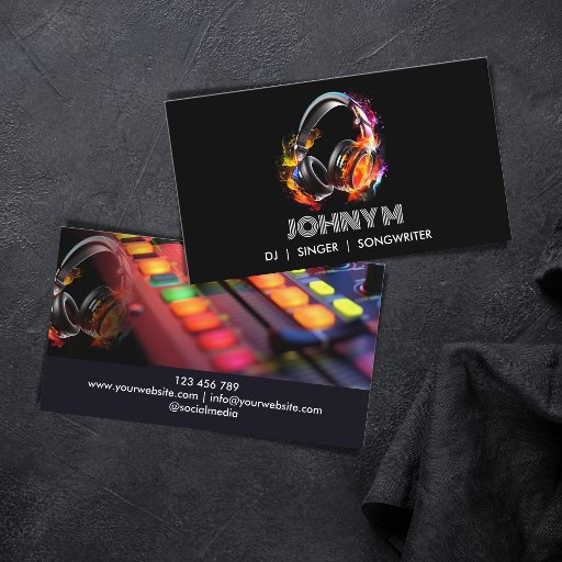 Customizable Modern Professional DJ Songwriter Music Headphones Business Card