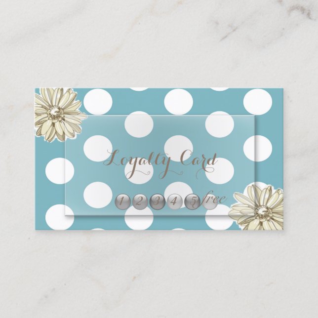 Modern Professional,Dots,Floral   Loyalty Card (Front)
