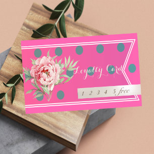 Modern Professional,Dotted,Floral Loyalty Card