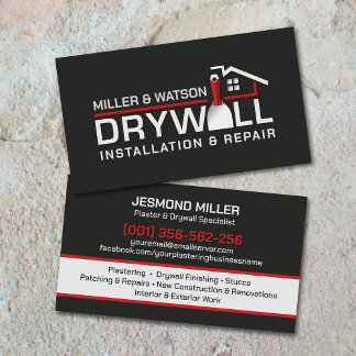 Modern Professional Drywall Plastering Services Business Card