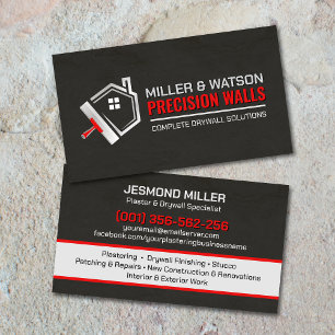 Modern Professional Drywall Plastering Services Business Card