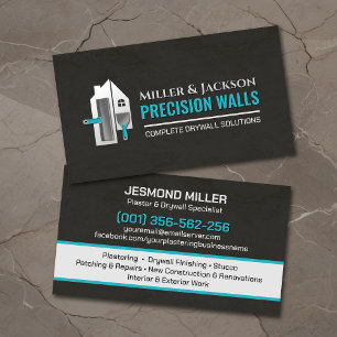 Modern Professional Drywall Plastering Services Business Card