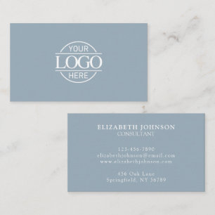 Modern Professional Dusty Blue Company Logo Business Card
