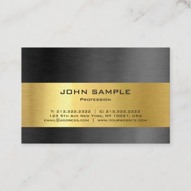 Modern Professional Elegant Black and Gold Gloss Business Card | Zazzle