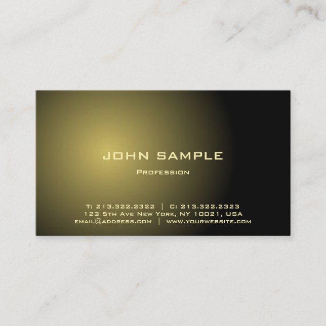 Modern Professional Elegant Black and Gold Matte Business Card (Front)